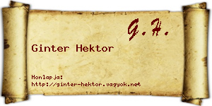 Ginter Hektor névjegykártya